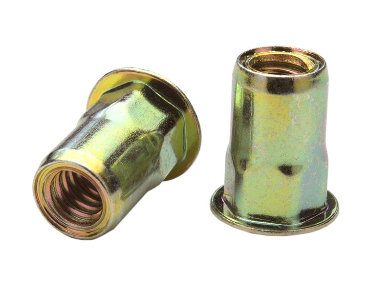 Rivet nut with hex anti-rotation feature