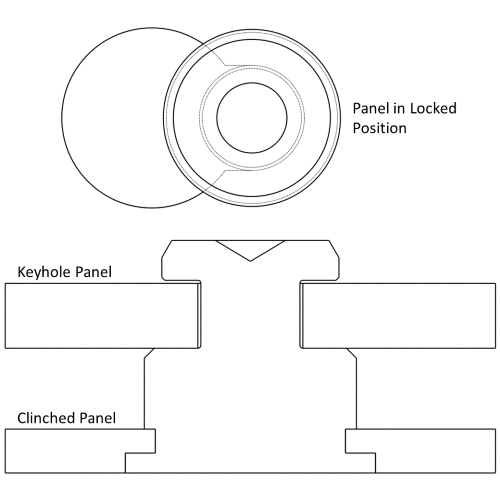 Schematic drawing of a self-clinching, KEYHOLE&reg; standoff
